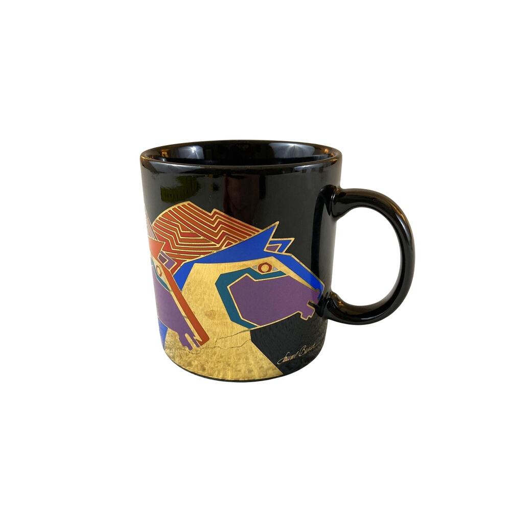 Gold Horses Mug Laurel Burch Wild Stallions Black Colorful Aztec Coffee Cup